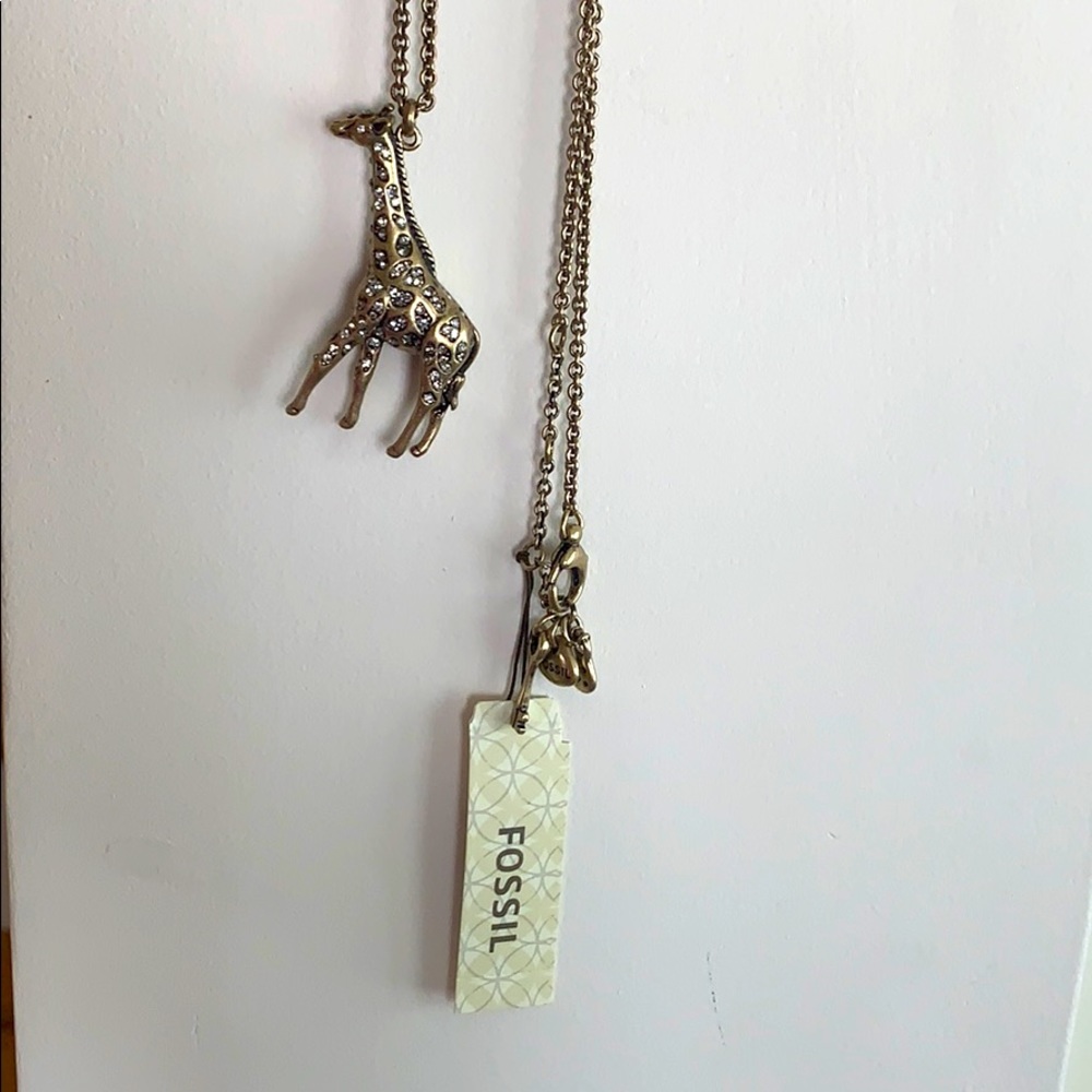New Fossil Giraffe gold gem necklace